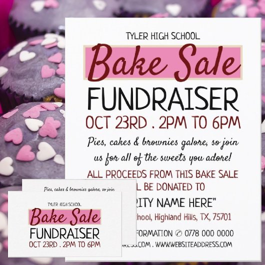 Carte De Visite Retro Design, Charity Bake Sale Publicité d'événem