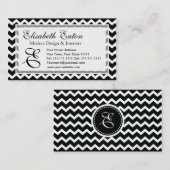 Carte De Visite Rétro élégance de zigzag noir et blanc de Chevron (Devant / Derrière)