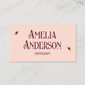 Carte De Visite Retro Elegant Blush & Burgundy Qr Code (Devant)