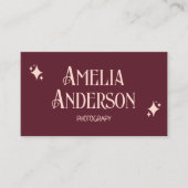 Carte De Visite Retro Elegant Blush & Burgundy Qr Code (Devant)