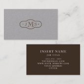 Carte De Visite Rétro élégant décoré d'un monogramme de police (Devant / Derrière)