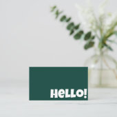 Carte De Visite Retro Emerald Green QR Code Hello Modern Boho (Debout devant)