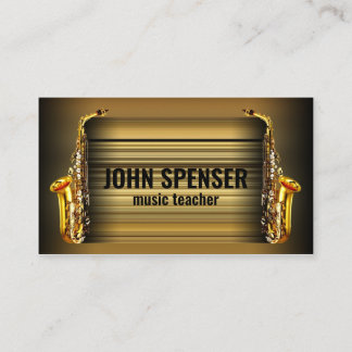 Carte de visite rétro enseignant de musique saxoph