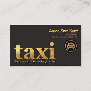 Carte De Visite Retro Faux Gold Taxi Signalisation Taxi Transport