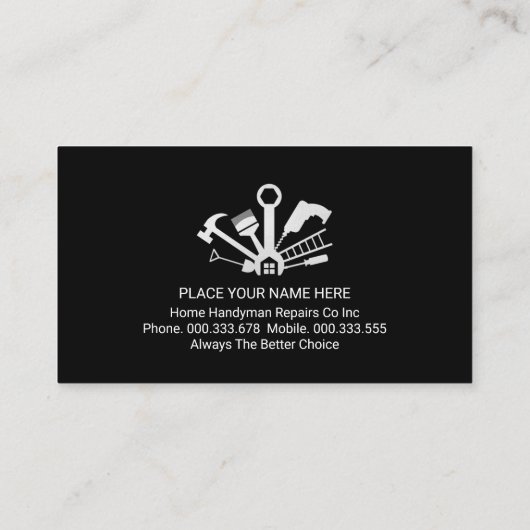 Carte De Visite Retro Faux Silver Handyman Tools Layer (Dos)