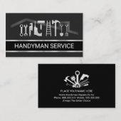 Carte De Visite Retro Faux Silver Handyman Tools Layer (Devant / Derrière)