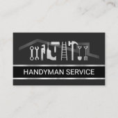 Carte De Visite Retro Faux Silver Handyman Tools Layer (Devant)