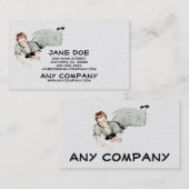 Carte De Visite Rétro femme des années 1940 regardant dans un (Devant / Derrière)