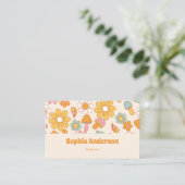 Carte De Visite Retro Floral & Champignons Cute Boho (Debout devant)