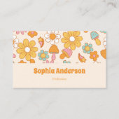 Carte De Visite Retro Floral & Champignons Cute Boho (Devant)