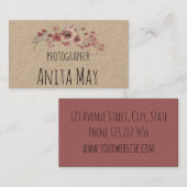 Carte De Visite Rétro, floral, élégant, cru (Devant / Derrière)