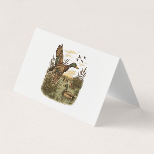 Carte De Visite Retro-Flying-Mallard-Duck-Hunting (Devant)