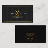 Carte De Visite Rétro fourchette en bois noire de (Devant / Derrière)