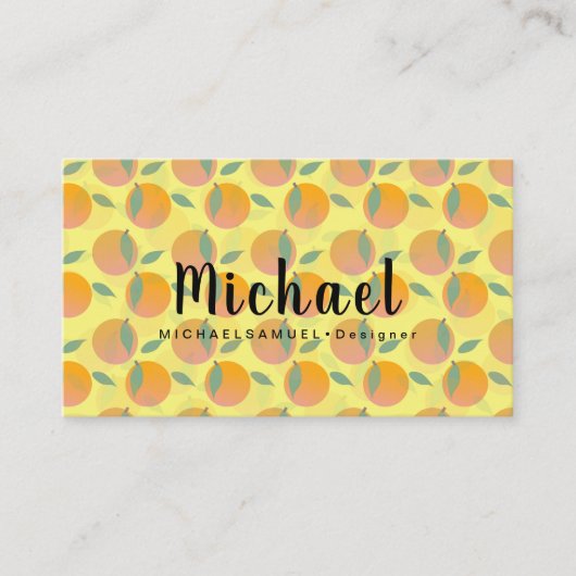 Carte De Visite Retro Fruit Orange Designer Motif (Devant)