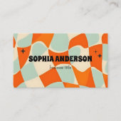 Carte De Visite Retro Funky Wavy Motif avec code QR (Devant)