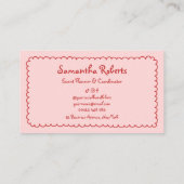 Carte De Visite Retro Girly rouge main rose tiré Whimsical Boho (Dos)