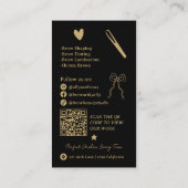 Carte De Visite Retro gold black Doodles Brow Artist QR Code (Dos)