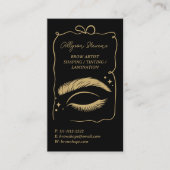 Carte De Visite Retro gold black Doodles Brow Artist QR Code (Devant)