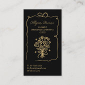 Carte De Visite Retro Gold Black Doodles Florist Artist QR Code (Devant)