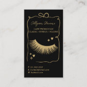 Carte De Visite Retro gold black Doodles Lash Tech QR Code (Devant)