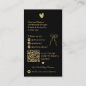 Carte De Visite Retro gold black Doodles Tattoo Artist QR Code (Dos)