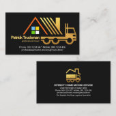 Carte De Visite Retro Gold Home Moving Truck (Devant / Derrière)