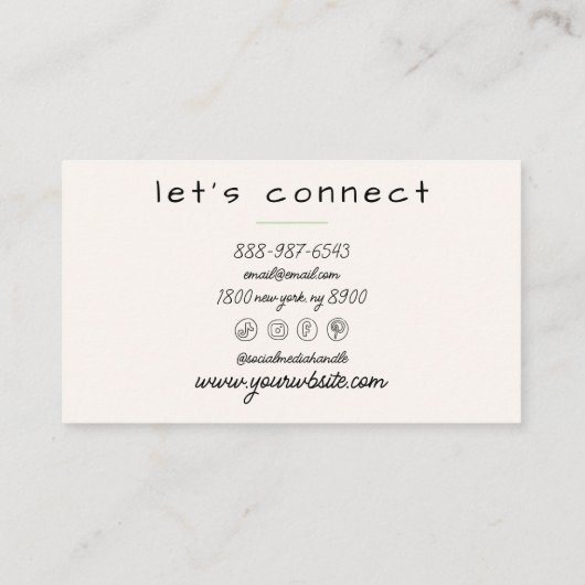 Carte De Visite Retro Green Cream Wavy Stripes tendance Boho (Dos)