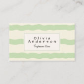 Carte De Visite Retro Green Cream Wavy Stripes tendance Boho (Devant)