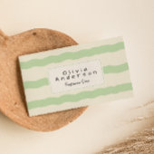 Carte De Visite Retro Green Cream Wavy Stripes tendance Boho