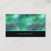 Carte De Visite Rétro Green Disco Ball Mirror | Code QR (Devant)