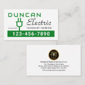 Carte De Visite Retro Green Electric Power Plug (Devant / Derrière)