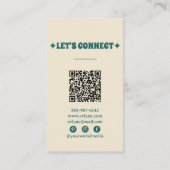 Carte De Visite Retro Green Orange QR Code Boho Floral Unique (Dos)