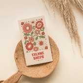 Carte De Visite Retro Green Red QR Code Super Floral Funky Boho