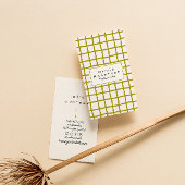 Carte De Visite Retro Green Wavy À damiers tendance Boho Funky