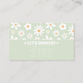 Carte De Visite Retro Green White Groovy Floral Boho Unique Trendy (Dos)