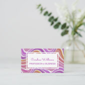 Carte De Visite Rétro Groovy Abstrait Violet Rose Blanc (Debout devant)