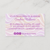 Carte De Visite Rétro Groovy Abstrait Violet Rose Blanc (Dos)