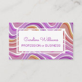 Carte De Visite Rétro Groovy Abstrait Violet Rose Blanc (Devant)