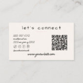 Carte De Visite Retro Hand Drawn Pink Yellow Stripes QR Code Boho (Dos)