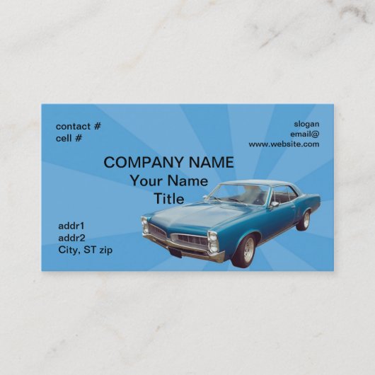 Carte De Visite Rétro hotrod bleu (Devant)