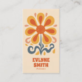 Carte De Visite Retro Jaune Orange Super Boho Chic Floral tendance (Devant)