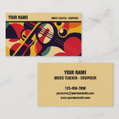 Carte De Visite Retro Jazz Abstrait Professionnel (Devant / Derrière)