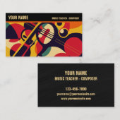 Carte De Visite Retro Jazz Abstrait Professionnel (Devant / Derrière)