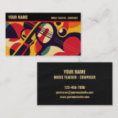 Carte De Visite Retro Jazz Abstrait Professionnel (Devant / Derrière)