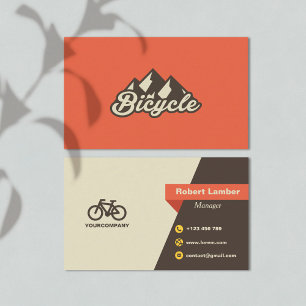 Carte De Visite Rétro Logo à vélo Orange Moderne