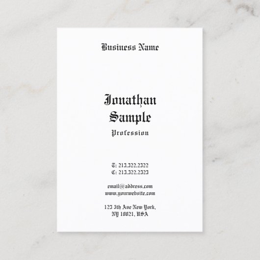 Carte De Visite Retro Look manuscrit Script noir blanc classique (Dos)