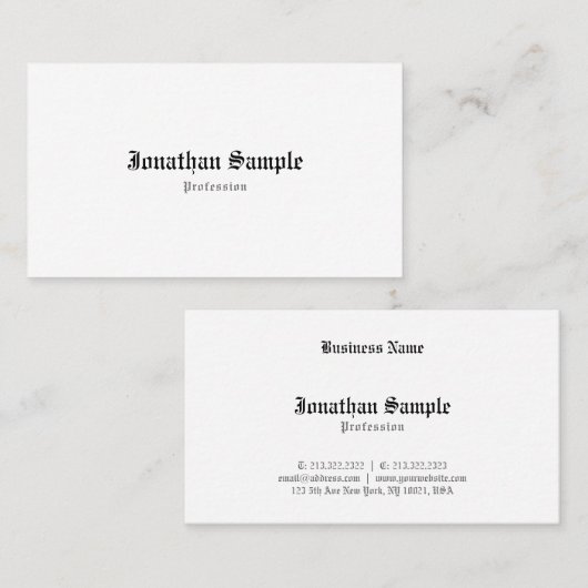 Carte De Visite Retro Look Plain Classic Vieux Anglais Nostalgique (Devant / Derrière)