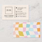 Carte De Visite Retro Moderne Checker Chèque Logo Personnalisé (Devant / Derrière)