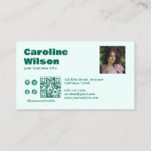 Carte De Visite Retro moderne Emerald Professional Photo Code QR (Dos)