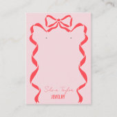 Carte De Visite rétro moderne rouge arc rose ruban oreille code QR (Devant)